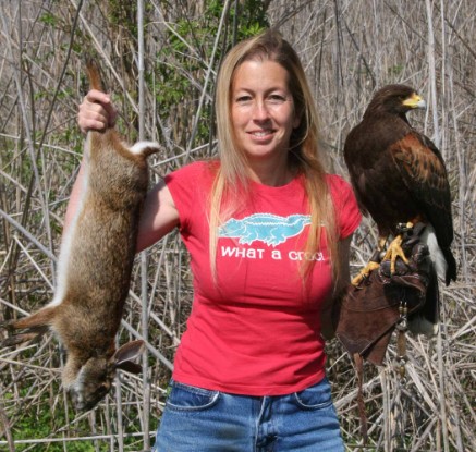 Jenn Coulson and her Coulson Harris's Hawk